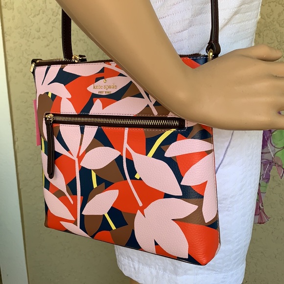 KATE SPADE TOP ZIP CROSSBODY Jackson Tropical toss - Picture 3 of 16